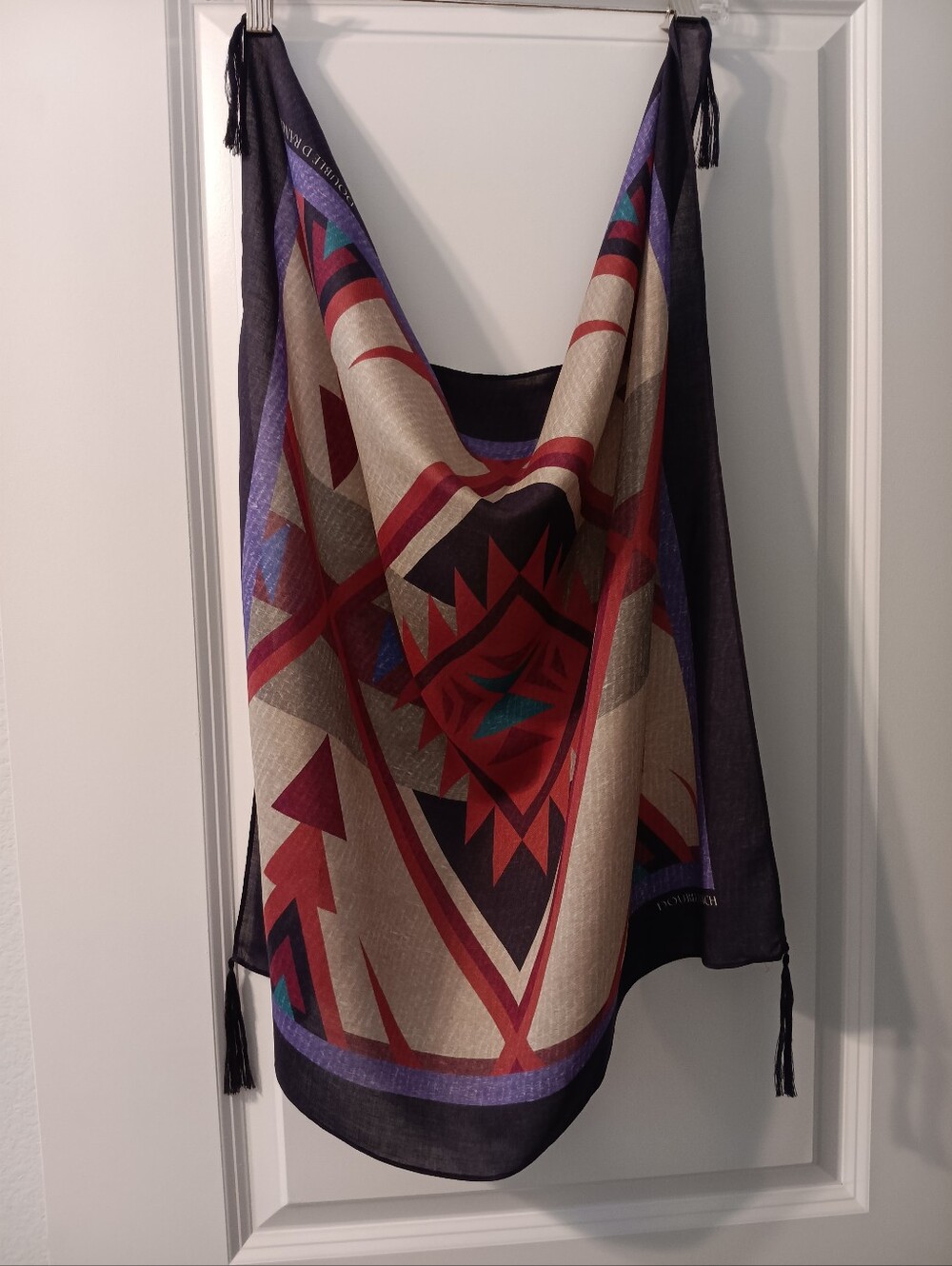 DOUBLE D RANCH DDR scarf large square tassle "good vibes"